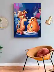 "Леди и бродяга. Мультфильм" алмазная мозаика на подрамнике 40 х 50 "Art on Canvas"