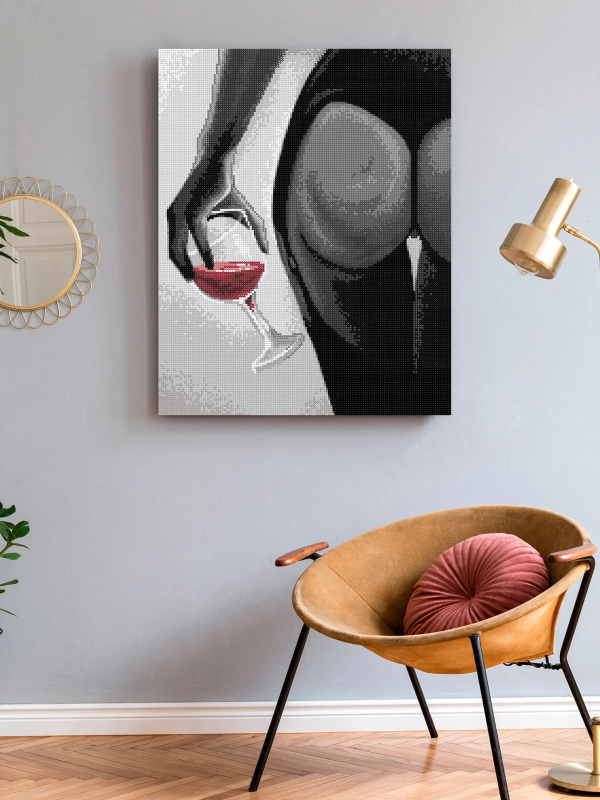 Бокал красного Алмазная мозаика на подрамнике, 40 х 50, "Art on Canvas"