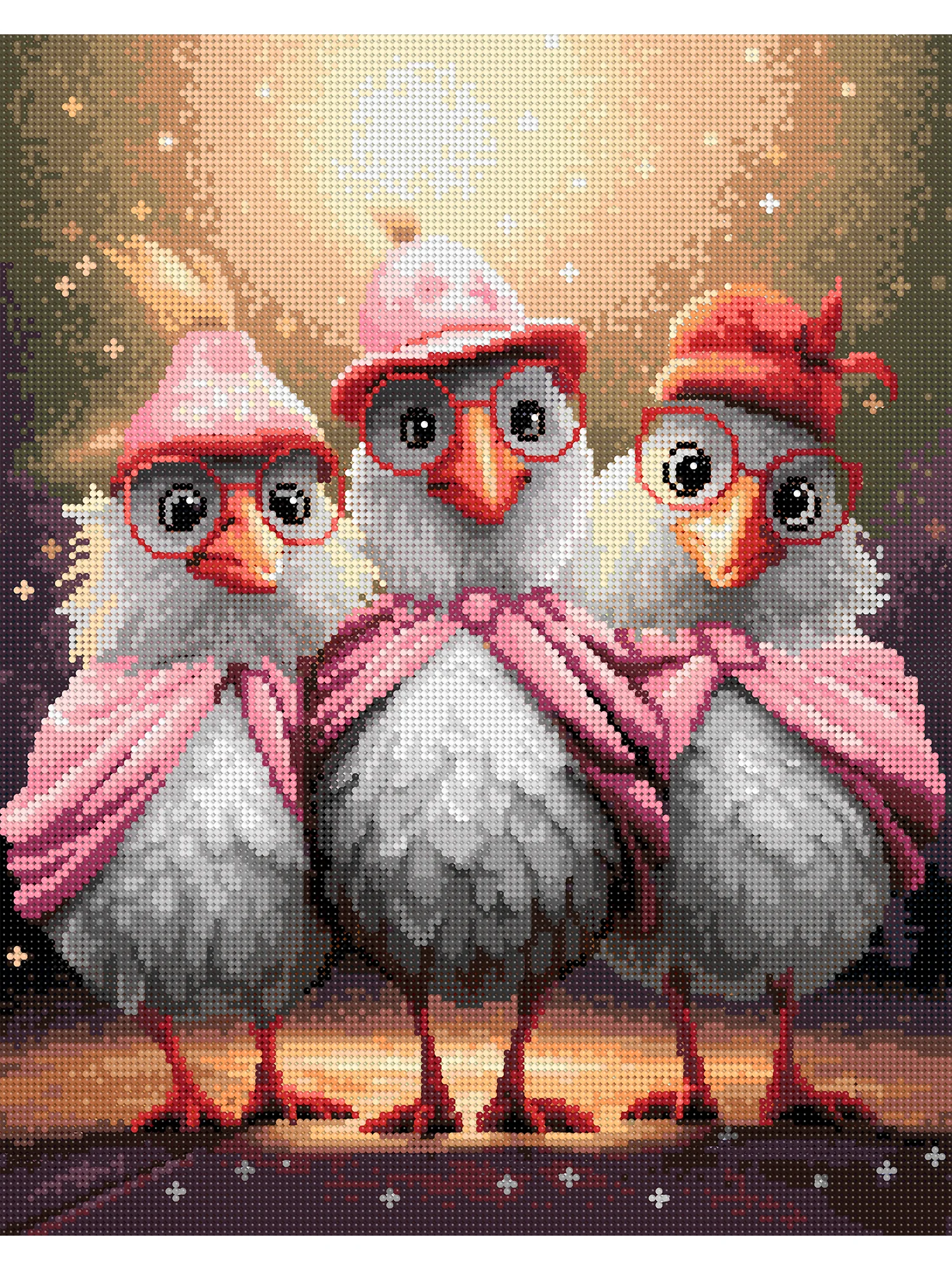 "Лучшие подружки. Птички" алмазная мозаика на подрамнике, 40 х 50, "Art on Canvas"