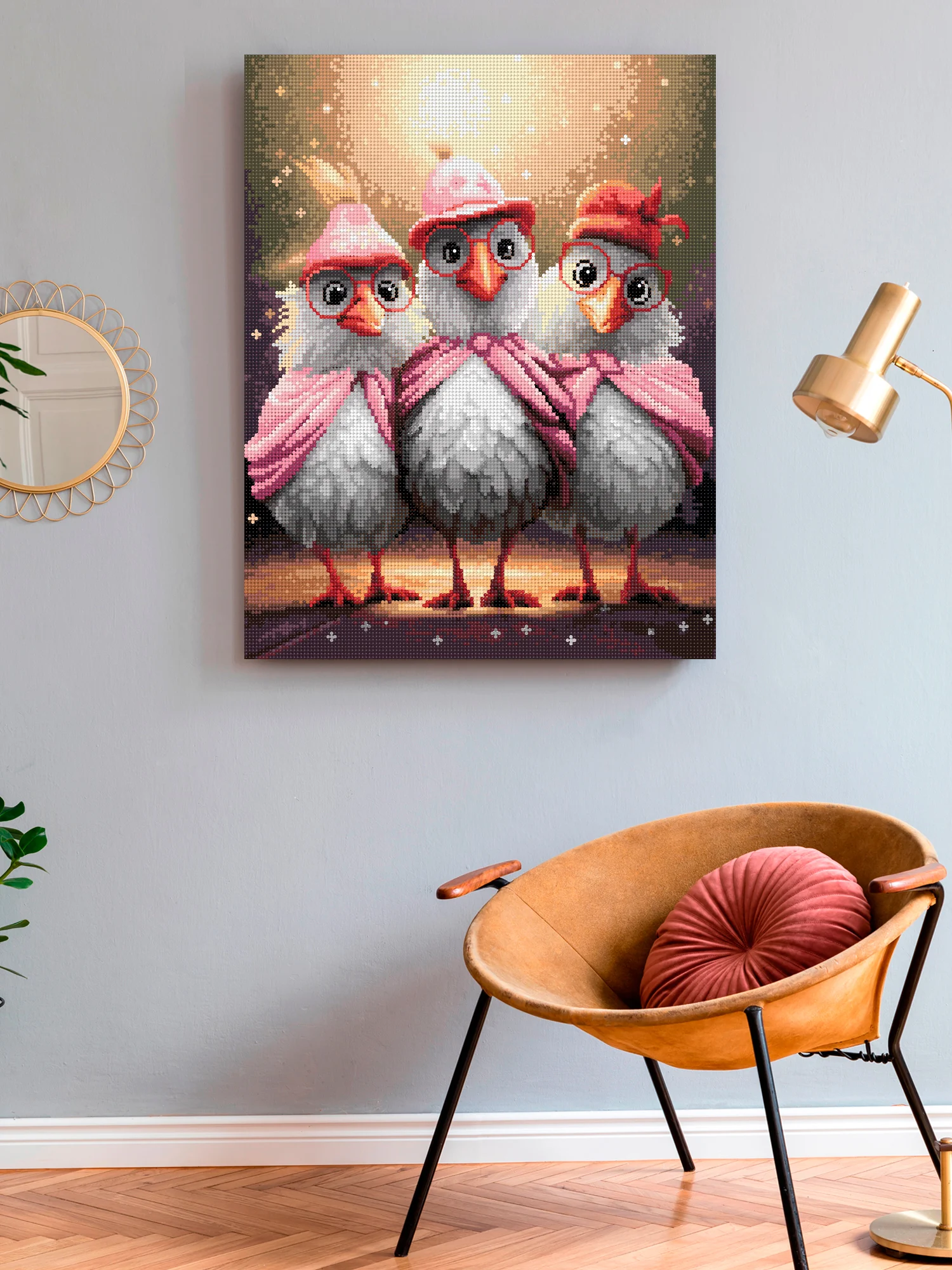 "Лучшие подружки. Птички" алмазная мозаика на подрамнике, 40 х 50, "Art on Canvas"