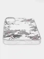 Пастельно-коралловый силиконовый чехол на Apple iPhone 16 / Айфон 16 прозрачный, с принтом, защита камеры
