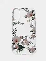 Пастельно-коралловый силиконовый чехол на Apple iPhone 16 / Айфон 16 прозрачный, с принтом, защита камеры