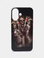 Оливковый силиконовый чехол на Apple iPhone 16 / Айфон 16 прозрачный, с принтом, защита камеры