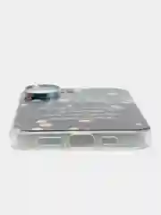 Серый силиконовый чехол на Apple iPhone 16 / Айфон 16 прозрачный, с принтом, защита камеры