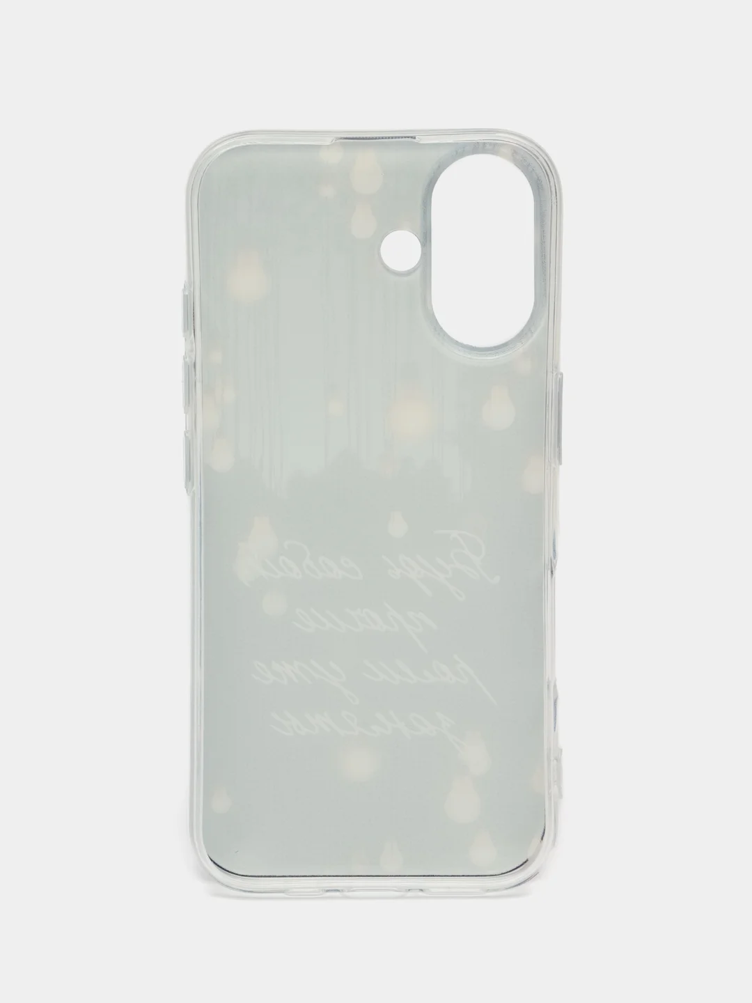 Серый силиконовый чехол на Apple iPhone 16 / Айфон 16 прозрачный, с принтом, защита камеры