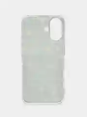 Серый силиконовый чехол на Apple iPhone 16 / Айфон 16 прозрачный, с принтом, защита камеры