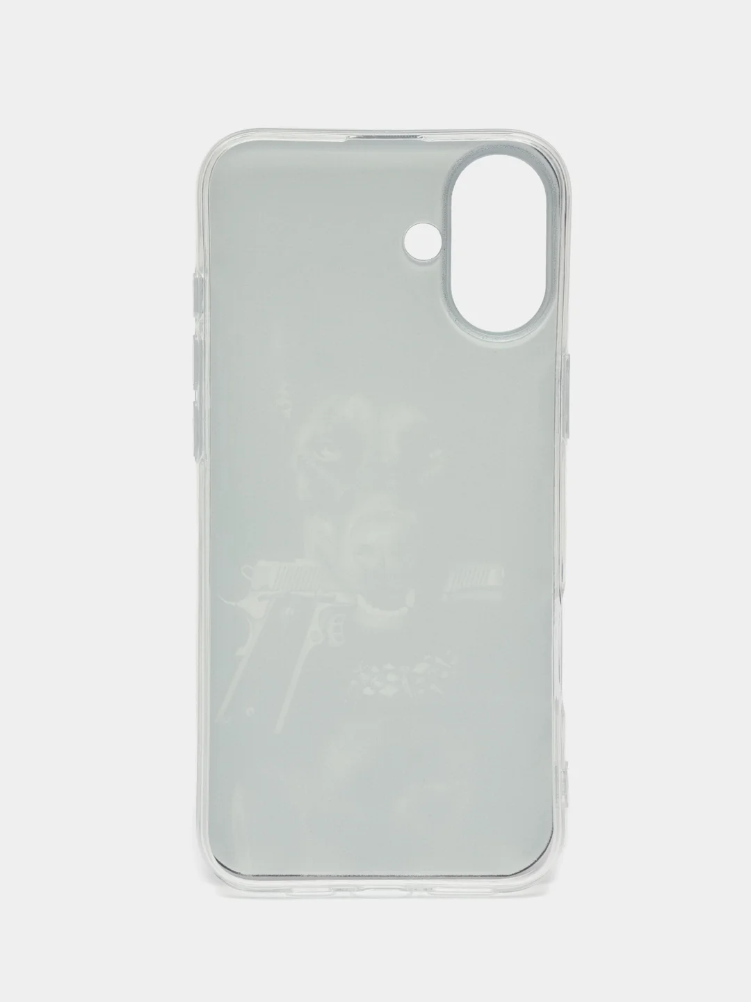Серый металлик чехол на Apple iPhone 16 Plus / Айфон 16 Плюс прозрачный, с принтом, защита камеры