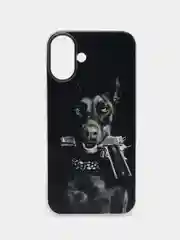 Серый металлик чехол на Apple iPhone 16 Plus / Айфон 16 Плюс прозрачный, с принтом, защита камеры