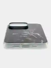 Серый металлик чехол на Apple iPhone 16 Pro / Айфон 16 Про прозрачный, с принтом, защита камеры