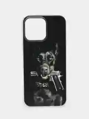 Серый металлик чехол на Apple iPhone 16 Pro Max / Айфон 16 Про Макс прозрачный, с принтом, защита камеры