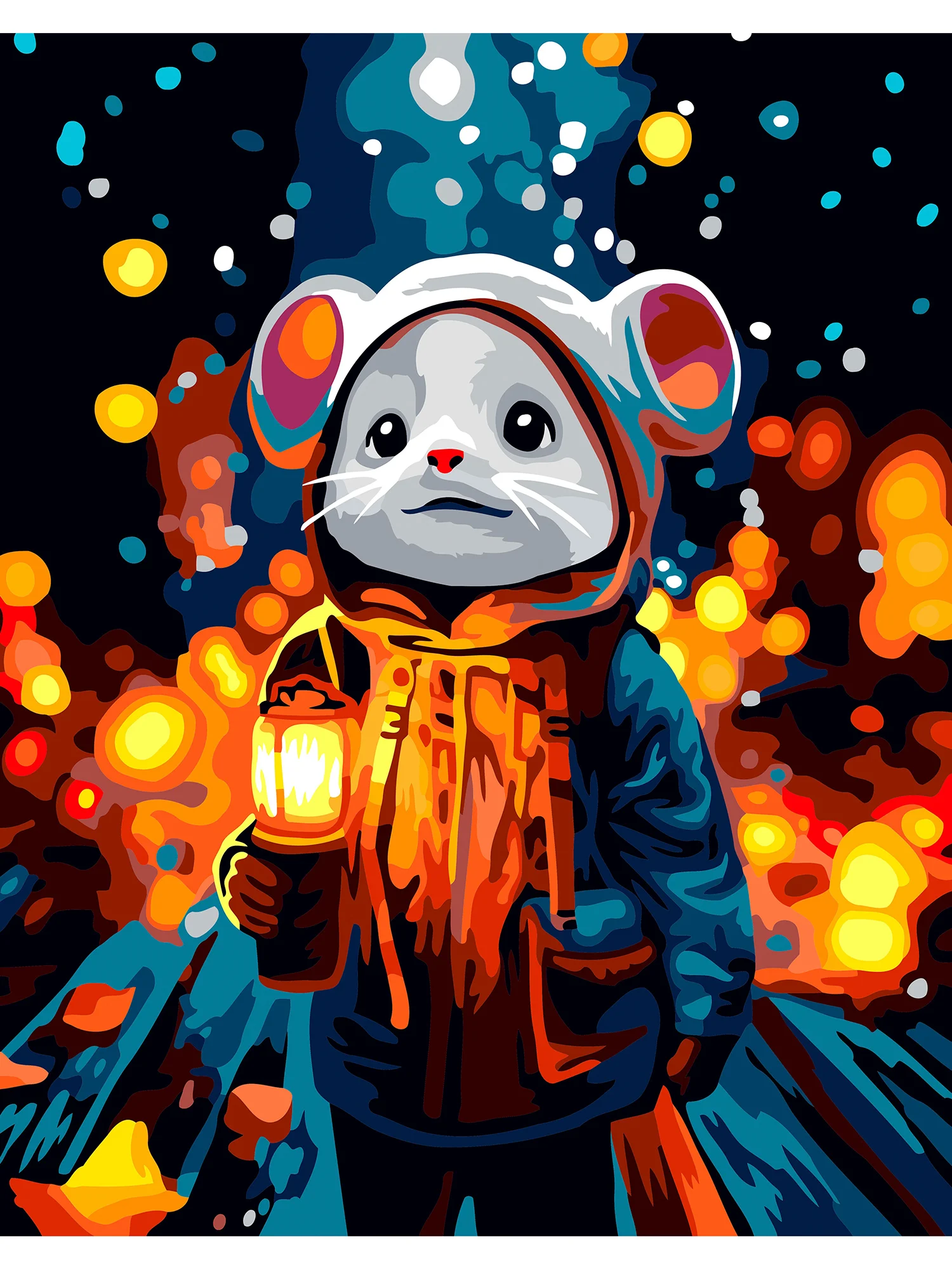 "Мышонок с фонариком" Картина по номерам на холсте с подрамником 40х50 "Art on Canvas"