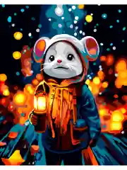 "Мышонок с фонариком" Картина по номерам на холсте с подрамником 40х50 "Art on Canvas"