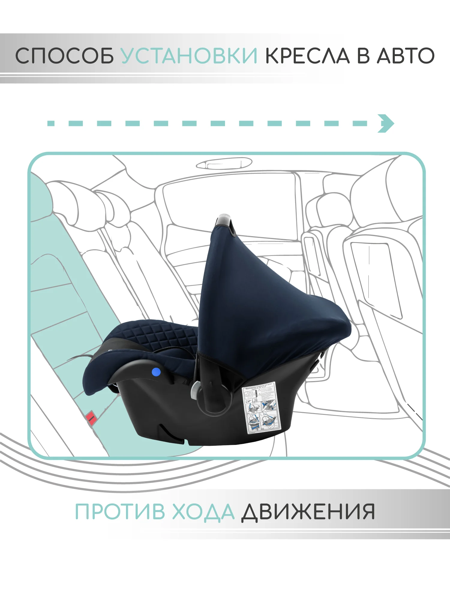 Синий автокресло детское AMAROBABY Baby comfort, группа 0+