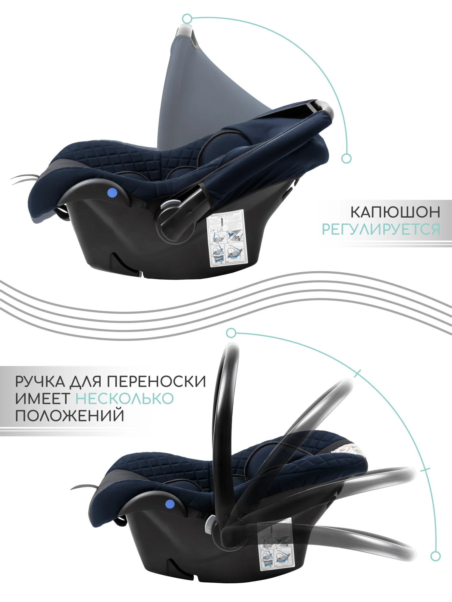 Синий автокресло детское AMAROBABY Baby comfort, группа 0+