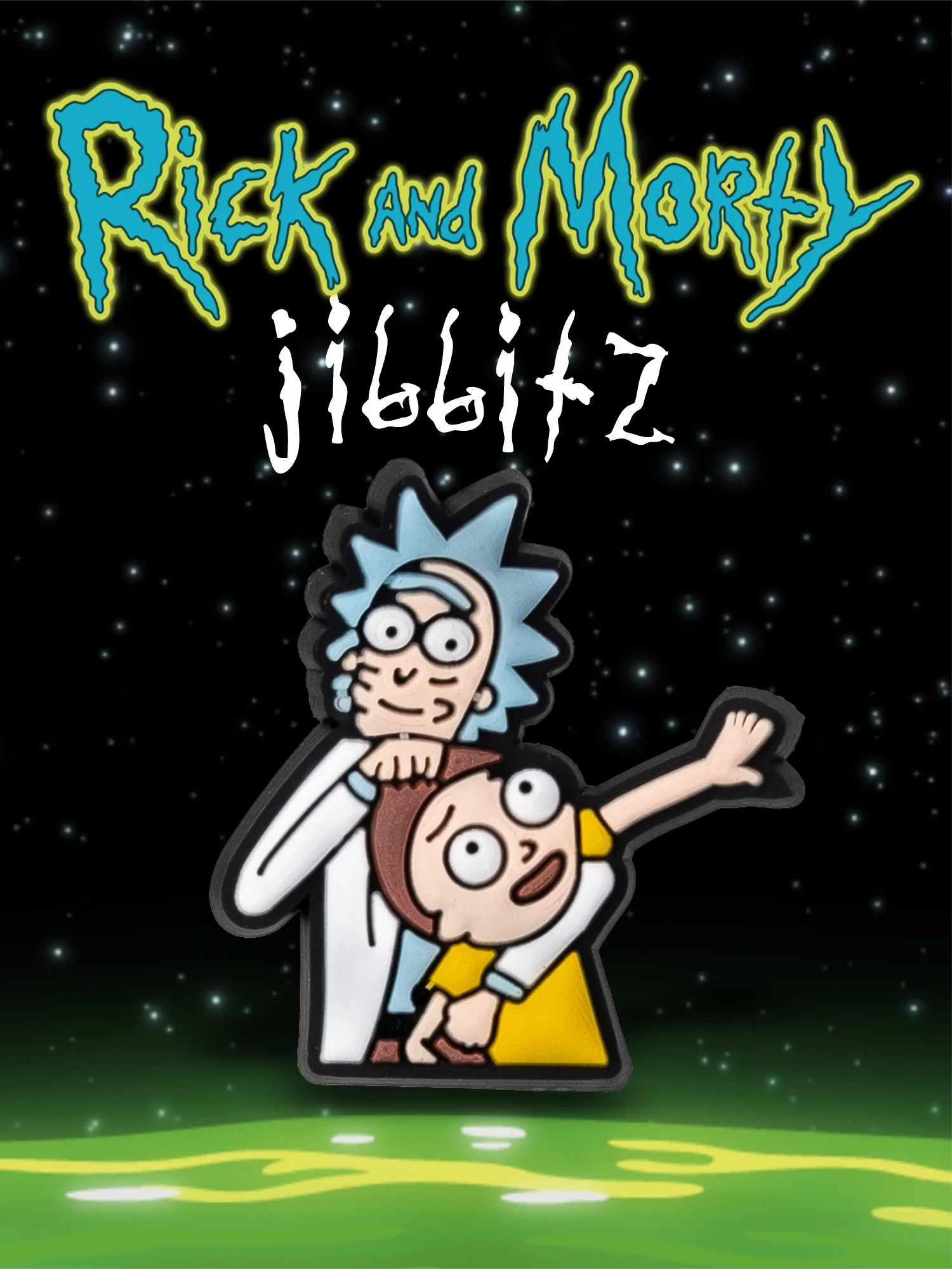 Желтый джибитсы / украшение для обуви, сабо и браслета Джиббитс "Rick and Morty"