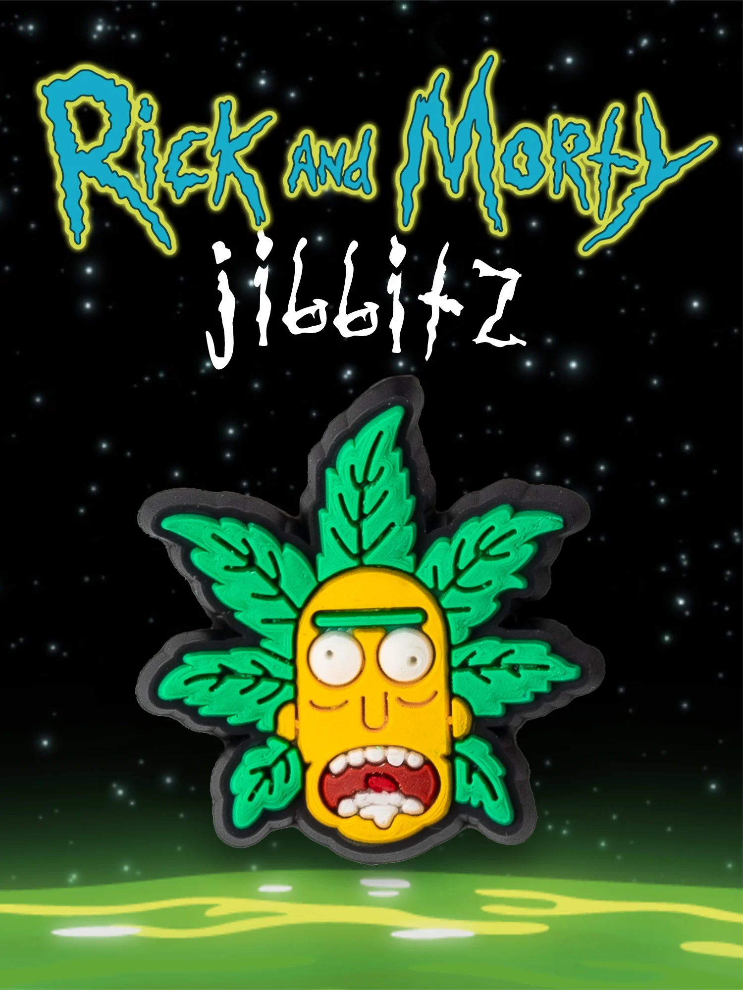 Зеленый джибитсы / украшение для обуви, сабо и браслета Джиббитс "Rick and Morty"