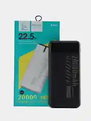 Черный power Bank 20000 мАч, быстрая зарядка, 22.5W, 2 USB разъема для зарядки + Type-C