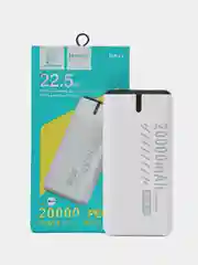 Белый power Bank 20000 мАч, быстрая зарядка, 22.5W, 2 USB разъема для зарядки + Type-C