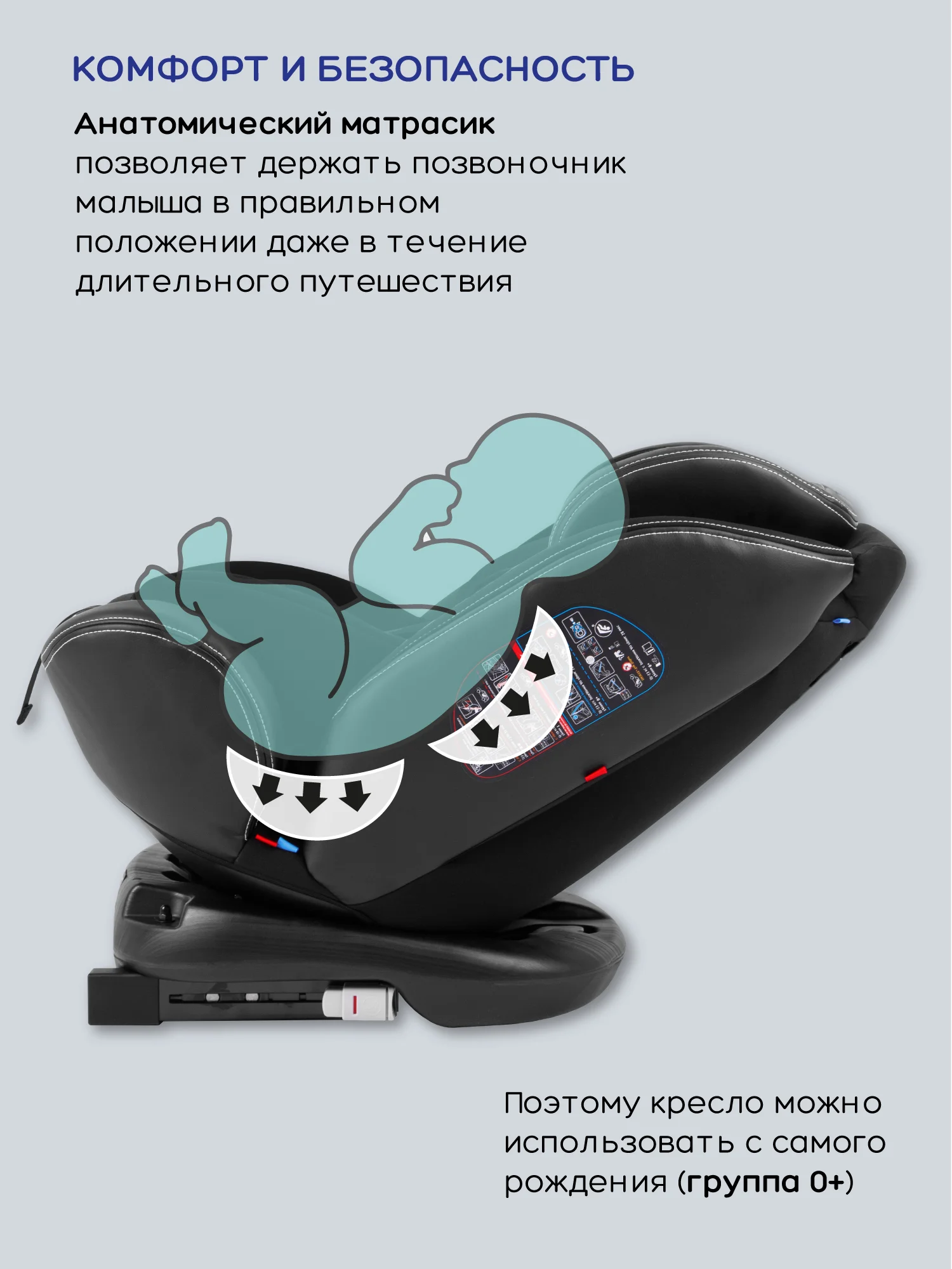 Автокресло детское AMAROBABY ST-3,Isofix класс D, группа 0+/1/2/3