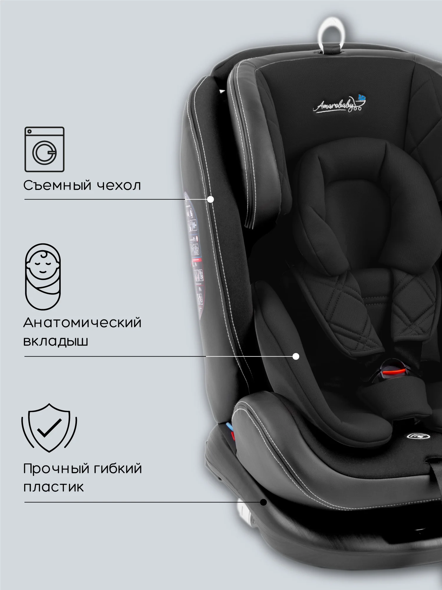 Автокресло детское AMAROBABY ST-3,Isofix класс D, группа 0+/1/2/3