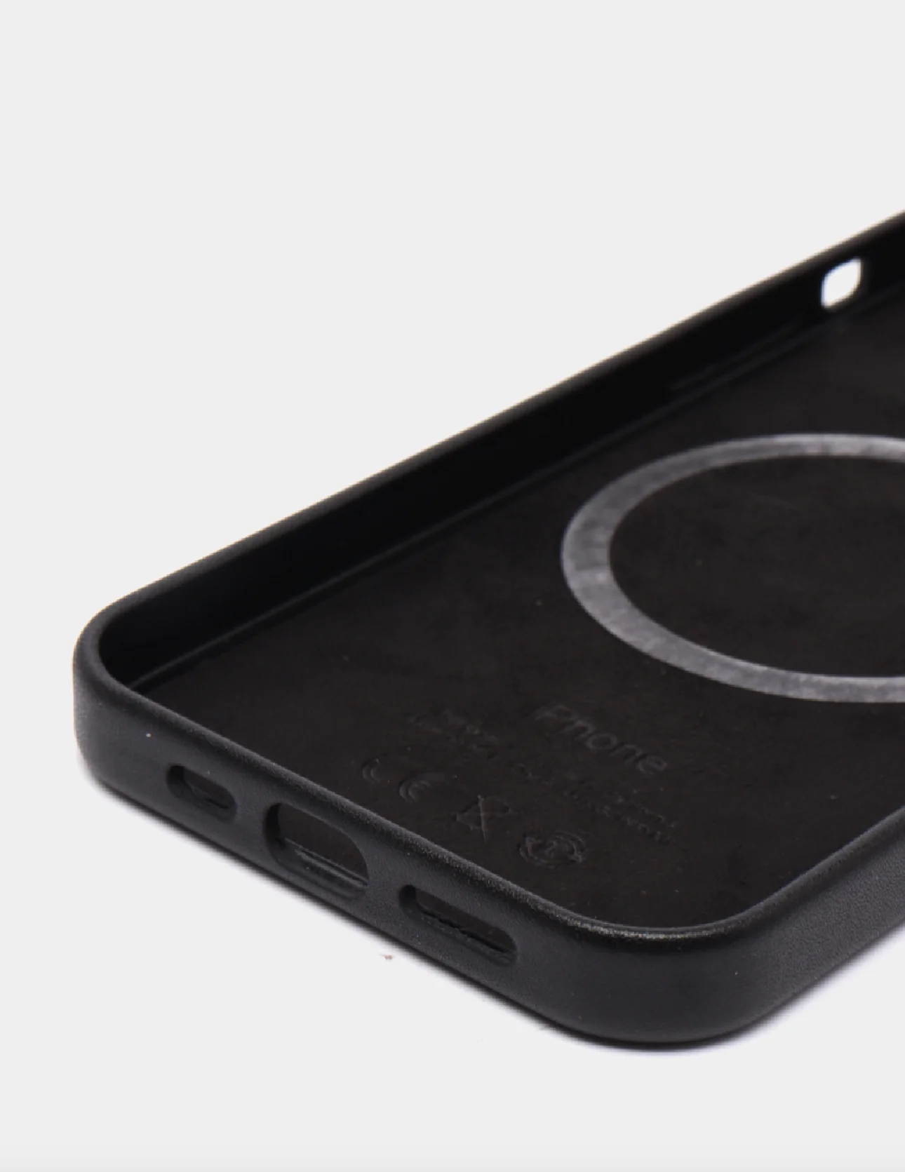 Черный кожаный чехол Leather Case для iPhone 13 mini с функцией MagSafe