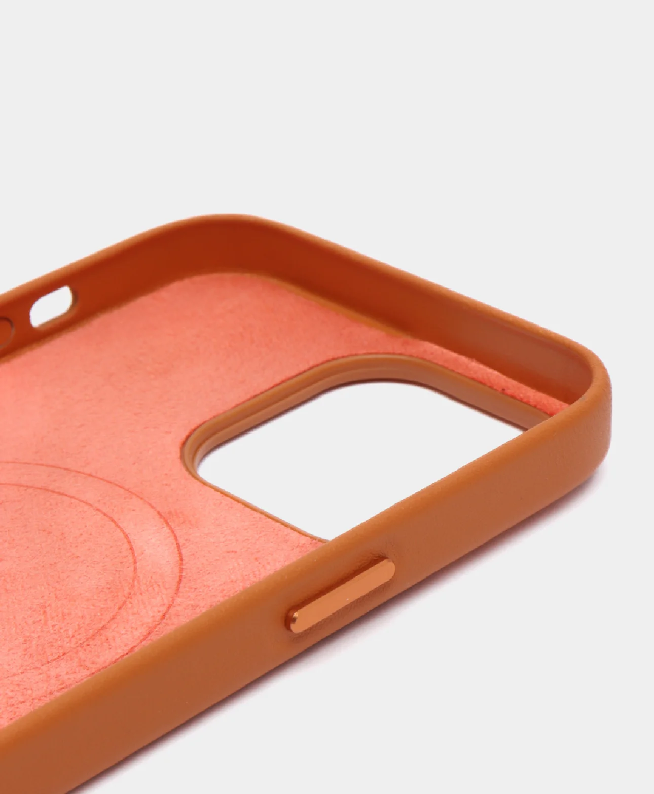Оранжевый кожаный чехол Leather Case для iPhone 14 с функцией MagSafe