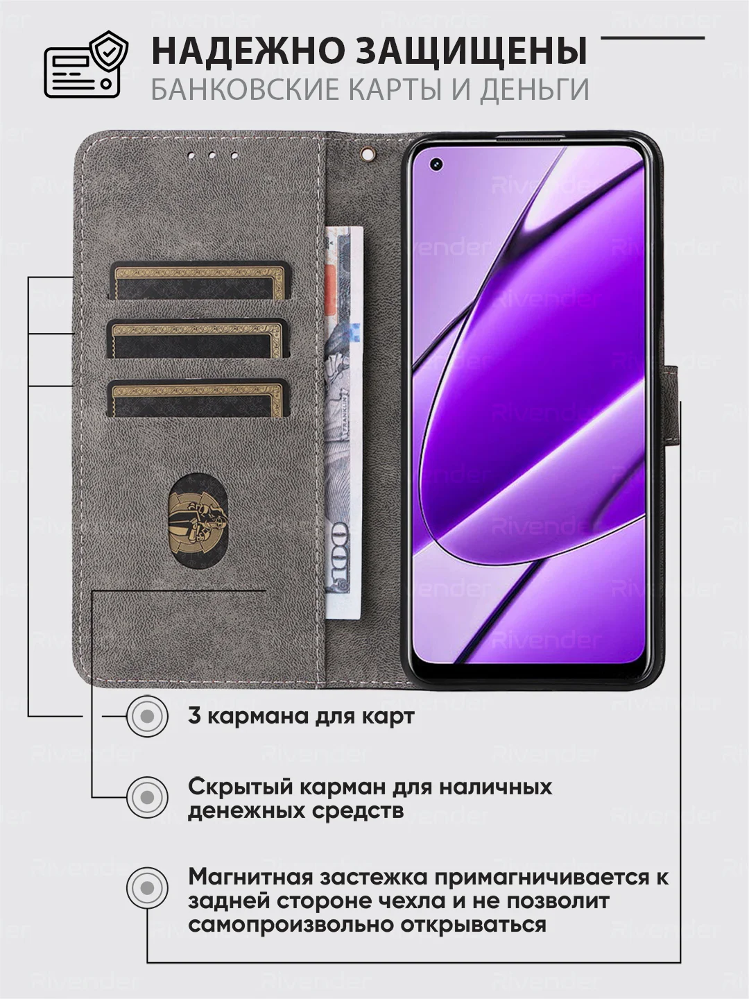 Чехол-книжка Realme 11 4G (Реалми 11 4 Джи) с магнитной застежкой