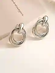 Серебряный женские круглые серьги - кольца узелки