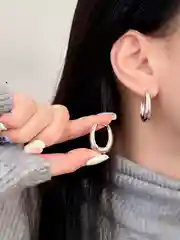 Серебряный женские овальные базовые серьги конго