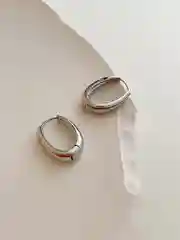 Серебряный женские овальные базовые серьги конго