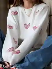 Джемпер женский, свитер с сердечками