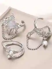 Набор колец с цепочками и камнями, 3 штуки