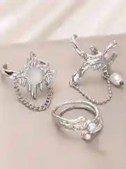 Набор колец с цепочками и камнями, 3 штуки