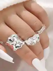 Серебряный набор женских металлических колец