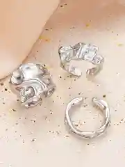 Серебряный набор женских металлических колец