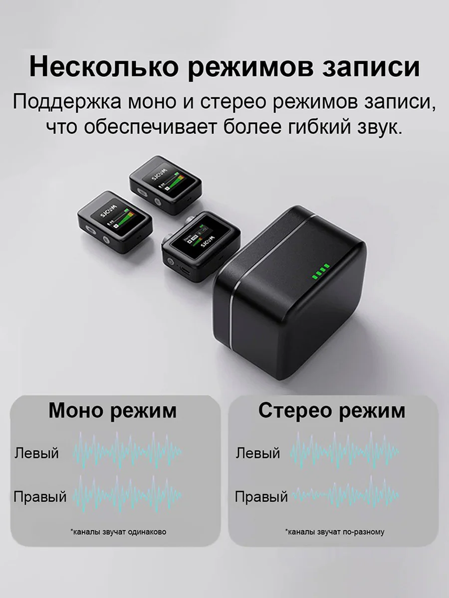 Микрофон петличный беспроводной SJCAM М1 для Android и iPhone, с шумоподавлением, 2 шт