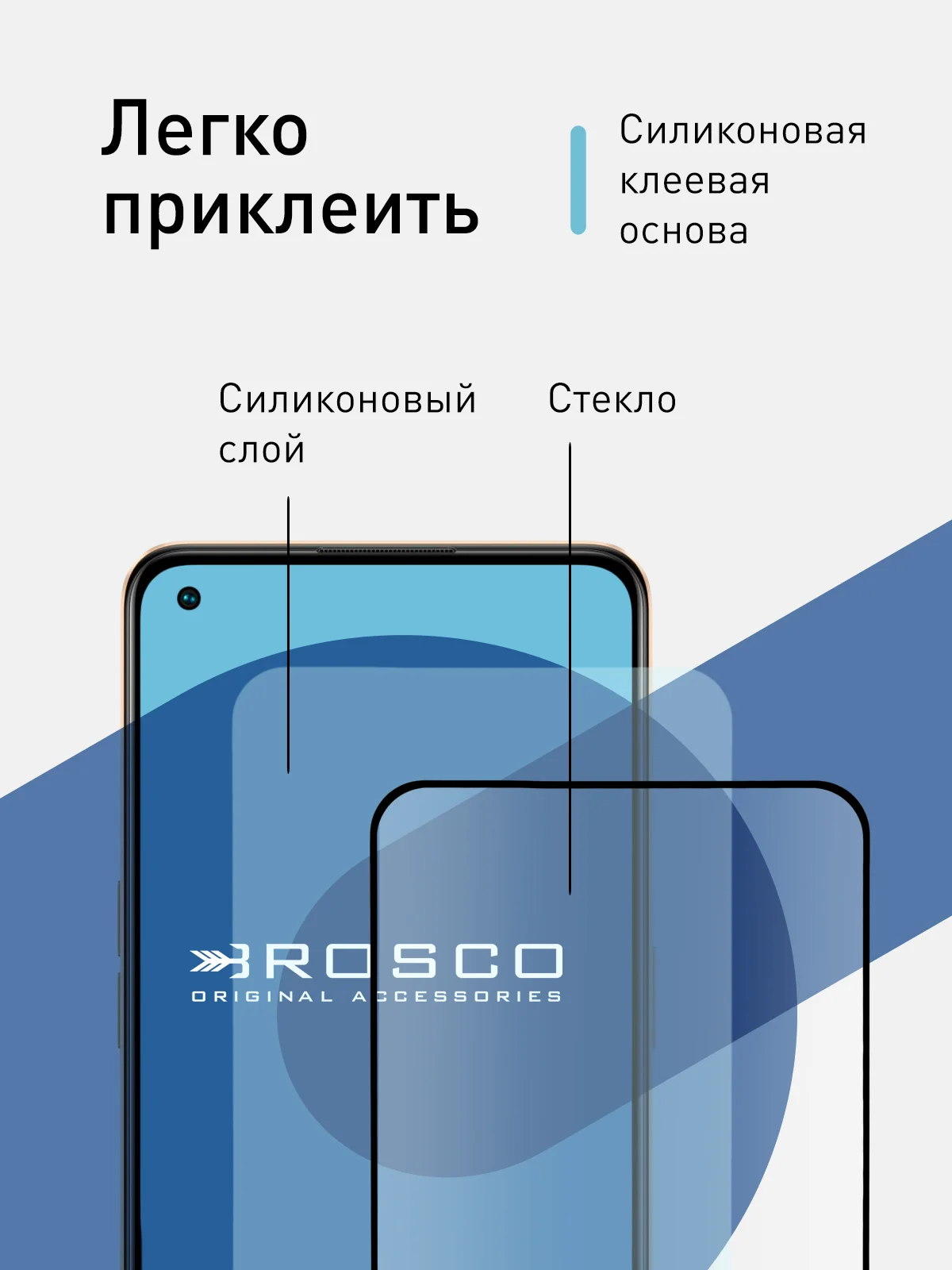 Прозрачный стекло для Oppo Reno 7 4G защитное ROSCO прозрачное с олеофобным покрытием и черной рамкой