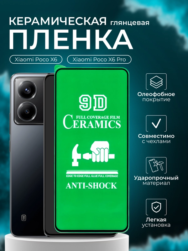 Защитная пленка для Xiaomi Poco X6 / Poco X6 Pro (Сяоми Поко Х6 Про / Икс 6), глянцевая