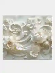 Бежевый фотообои 3D на стену флизелиновые VEROL "3D Цветы"  300*283 см, обои для кухни моющиеся