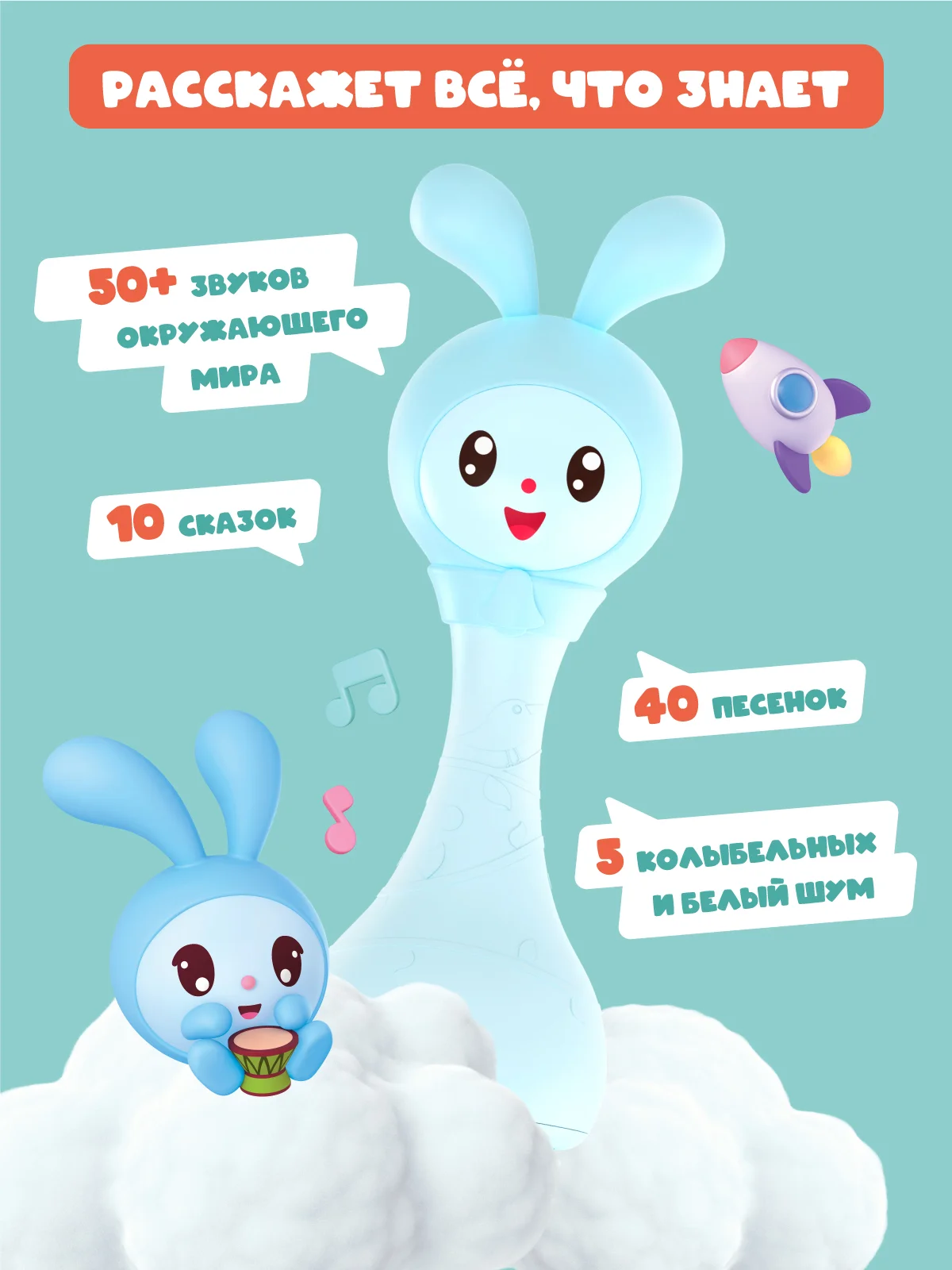 Голубой интерактивная музыкальная игрушка Малышарик Крошик alilo R1