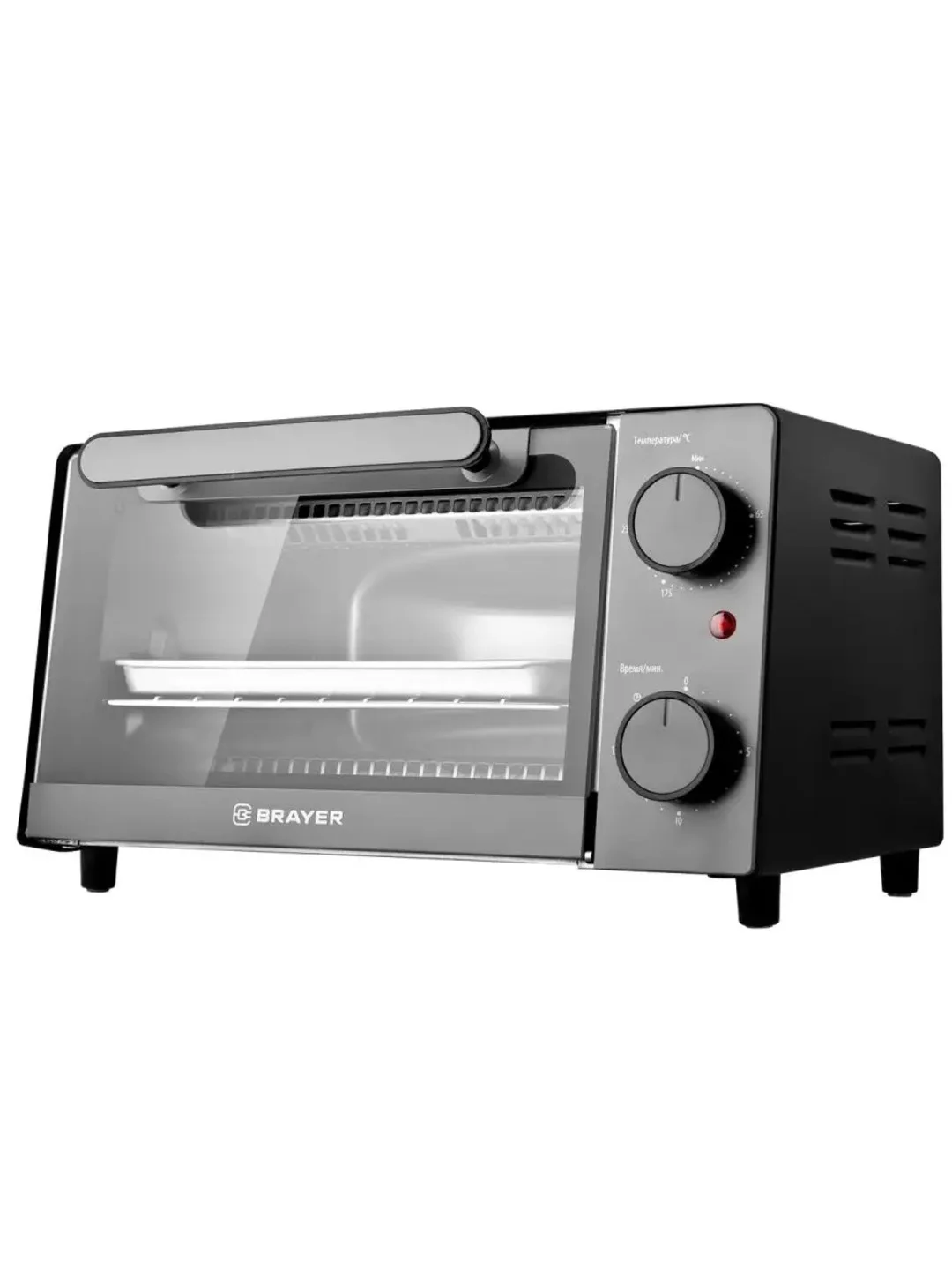Черный мини - печь BRAYER 2600BR, 1200 Вт, духовой шкаф, духовка