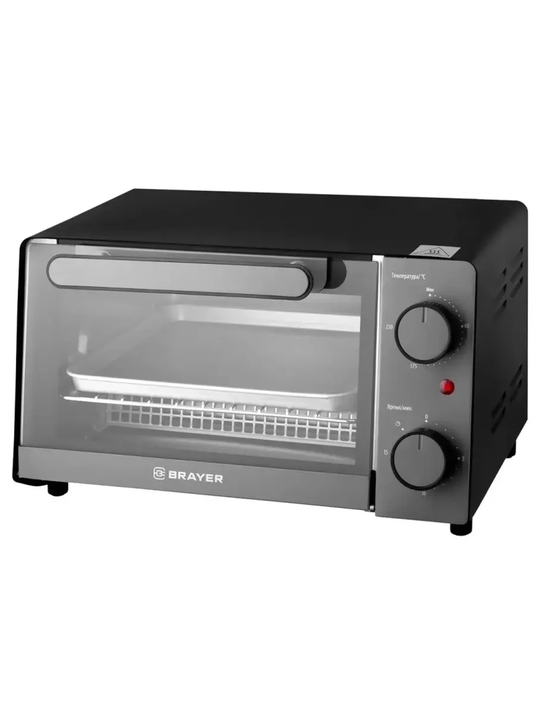 Черный мини - печь BRAYER 2600BR, 1200 Вт, духовой шкаф, духовка