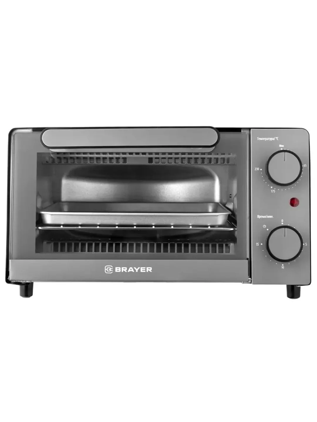 Черный мини - печь BRAYER 2600BR, 1200 Вт, духовой шкаф, духовка