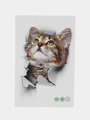 Наклейка интерьерная 3D "Кошка" на стену, 25 х 17 см, влагостойкая, ПВХ