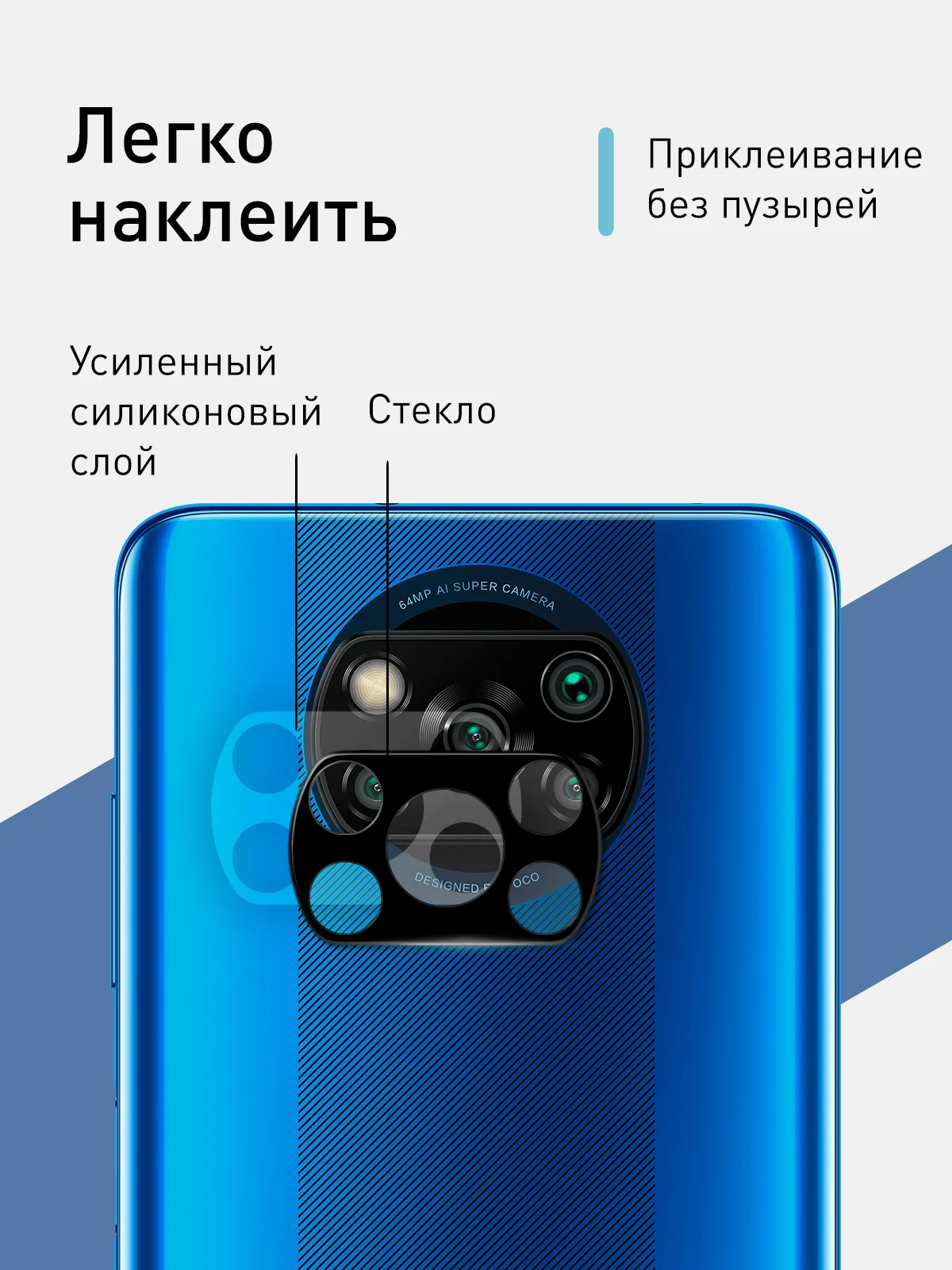 Черный стекло на камеру для Xiaomi POCO X3 NFC, X3 Pro защитное ROSCO закаленное прозрачное