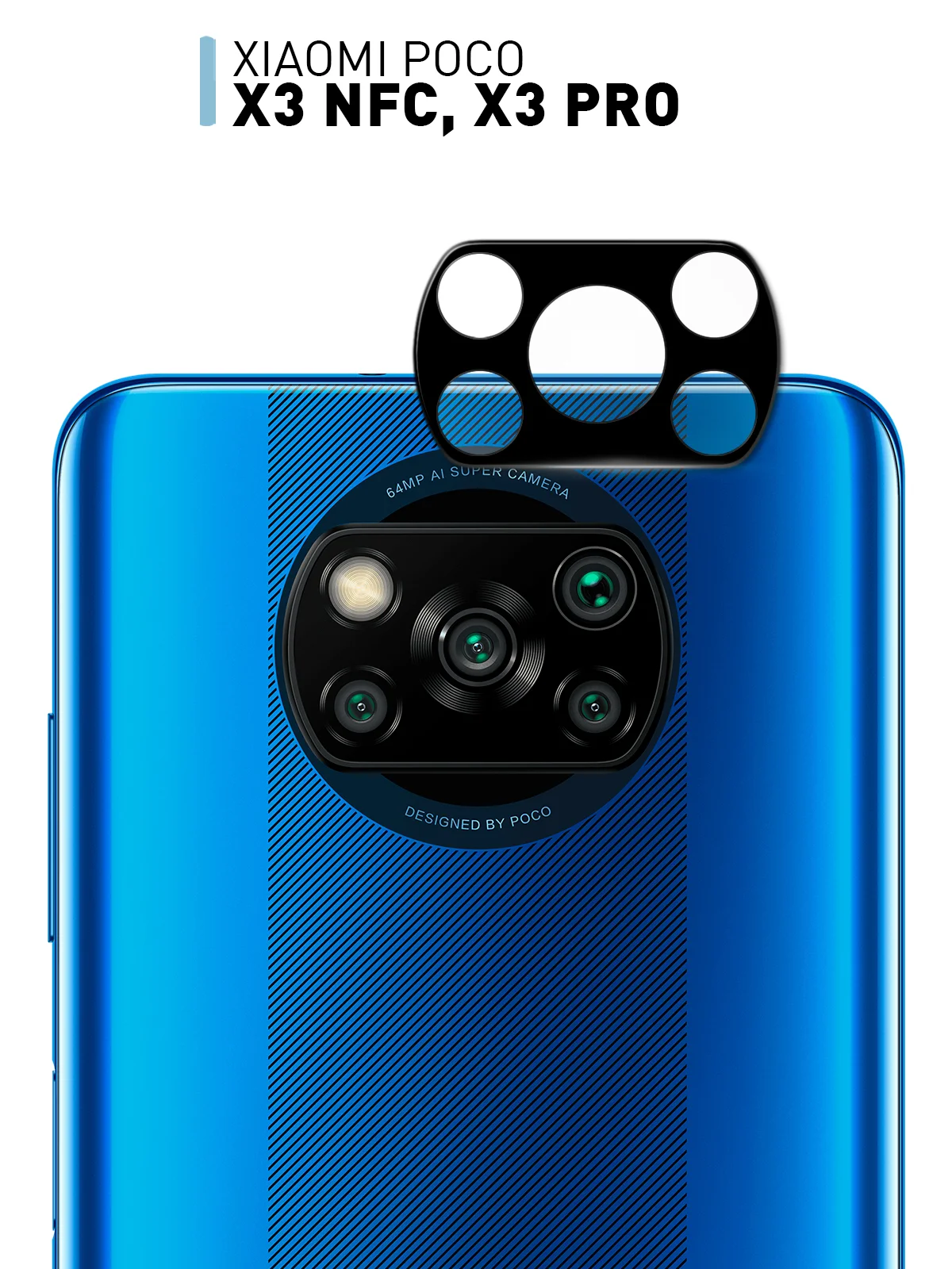 Черный стекло на камеру для Xiaomi POCO X3 NFC, X3 Pro защитное ROSCO закаленное прозрачное
