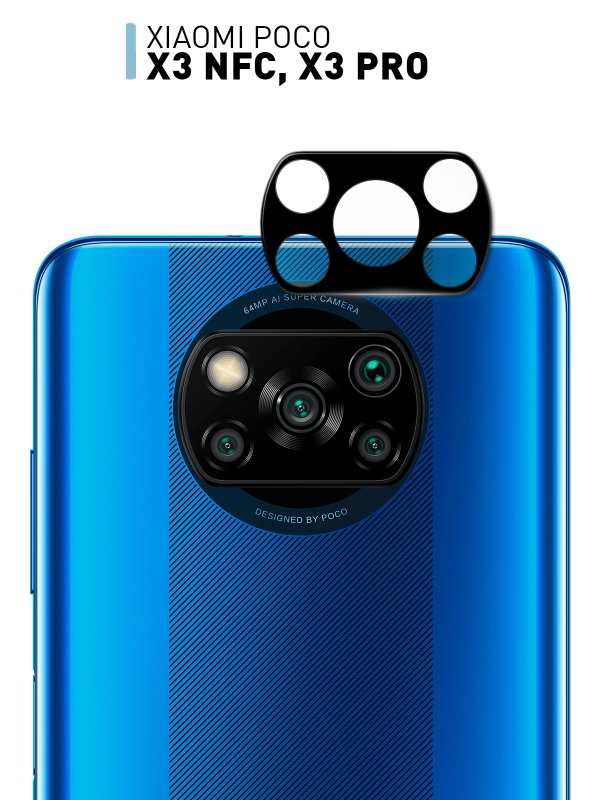 Стекло на камеру для Xiaomi POCO X3 NFC, X3 Pro защитное ROSCO закаленное прозрачное
