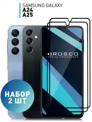 Прозрачный 1-2 шт стекло для Samsung Galaxy A24, A25 защитное ROSCO прозрачное олеофобное с рамкой