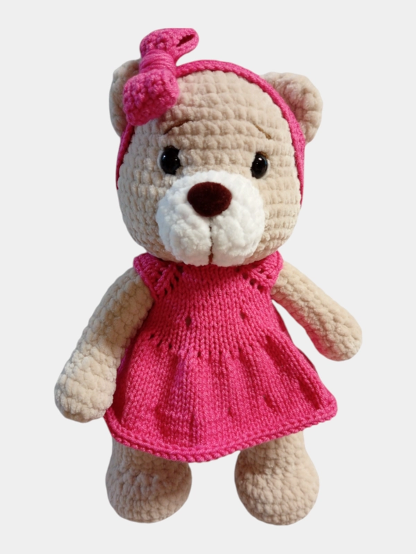 Вязаная игрушка медвеженок Маня