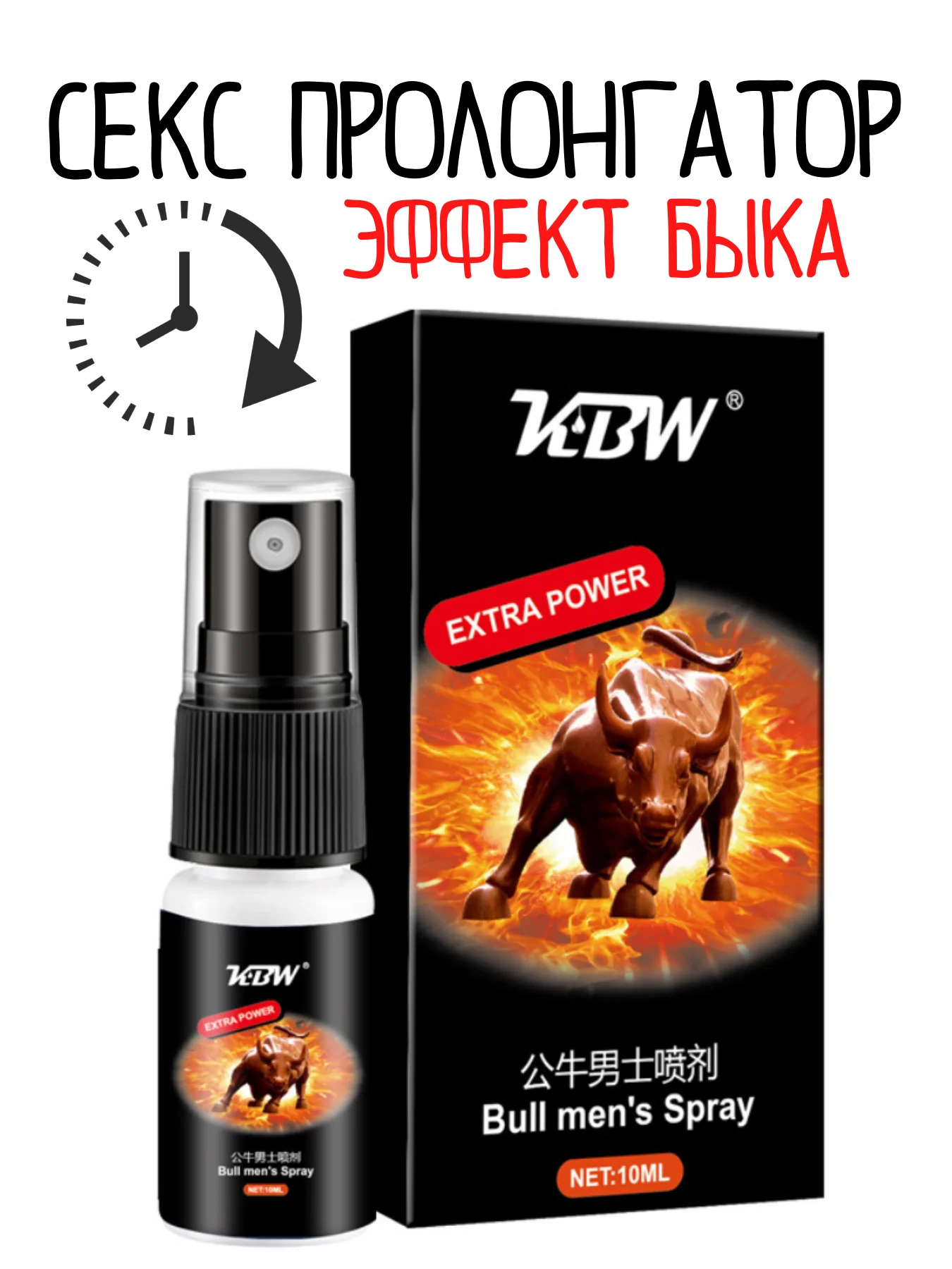 Черный пролонгатор спрей / спрей-пролонгатор для члена / продление секса / спрей для продления